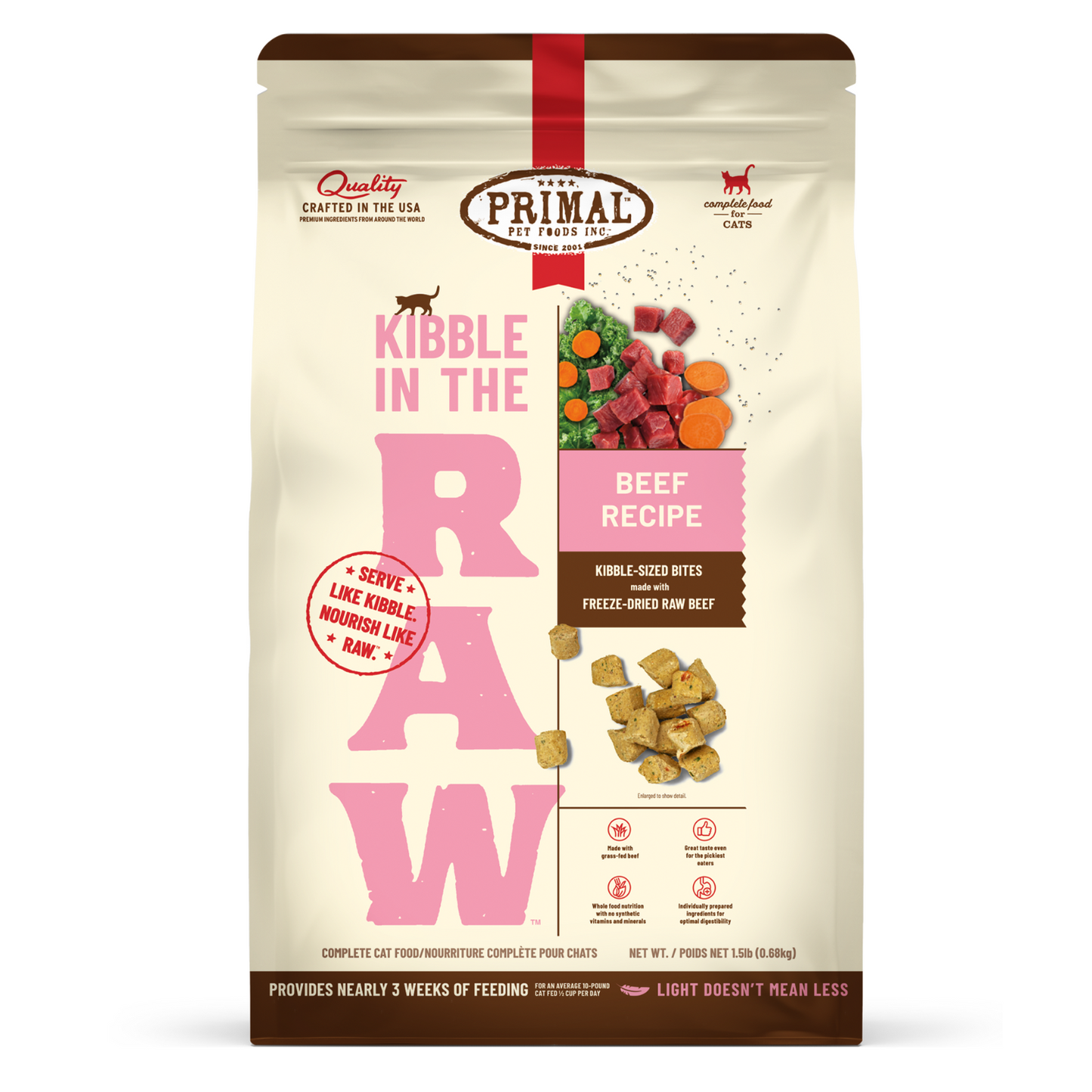 Primal Kibble in the Raw Cat Food Beef Recipe - PetCentral Oman