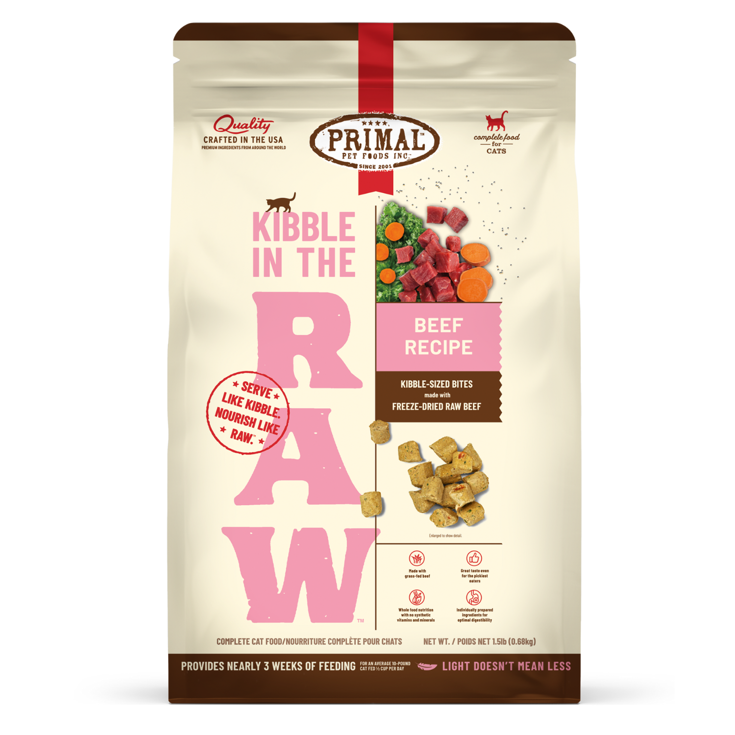 Primal Kibble in the Raw Cat Food Beef Recipe - PetCentral Oman