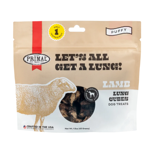 Primal Lets All Get A Lung Lamb Dehydrated Treat 1.5 oz - PetCentral