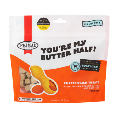 Primal You're My Butter Half Chicken & Peanut Butter with Goat Milk Freeze-Dried Treat 2 oz - PetCentral 