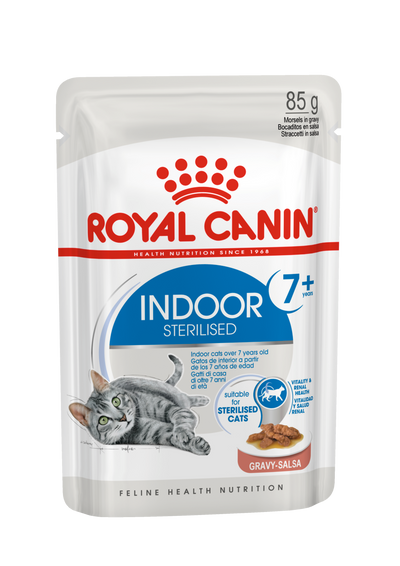 Royal Canin Indoor 7 Cat Wet Food 12x85g Pouches available at PetCentral