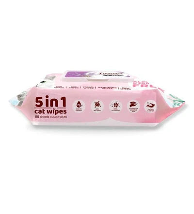 KitCat 5 in 1 Cat Wipes LAVENDER SCENTED -80 pc