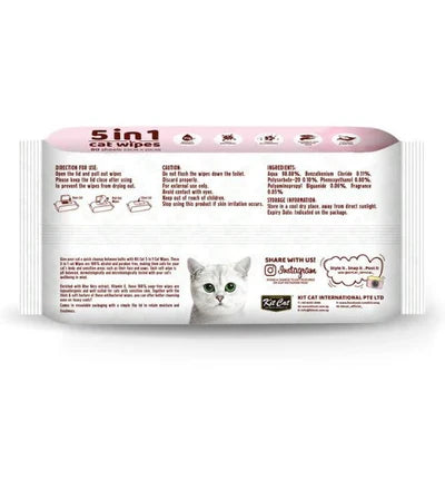 KitCat 5 in 1 Cat Wipes LAVENDER SCENTED -80 pc